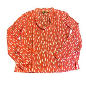 Tory Burch Bergdorf Goodman Coral Gold Sequined Tunic Size 6